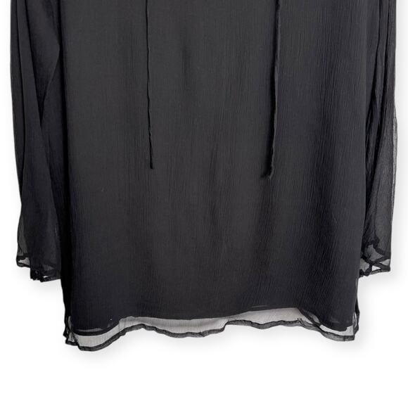 New York City Design Co Black 100% Silk Sheer Floral Trimmed Tunic Women's 2X - Picture 4 of 8